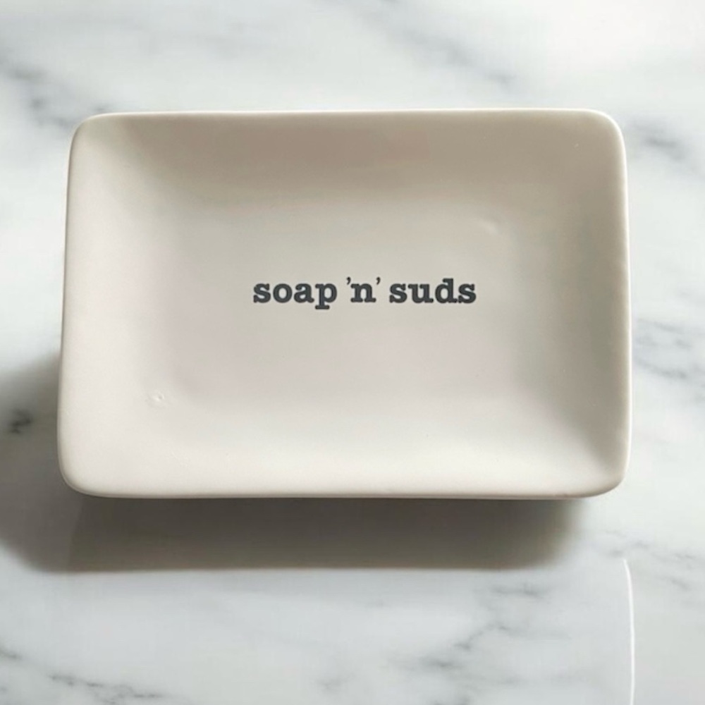 Soap ‘n’ Suds White Ceramic Soap Dish Bathroom Accessory Rectangular Tray NEW